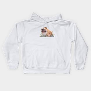 Cute English Bulldog Animal Loving Cuddle Embrace Children Kid Tenderness Kids Hoodie